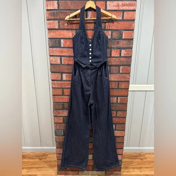Amanda Uprichard x Revolve Isadore Denim Jumpsuit in Indig - Picture 3 of 16